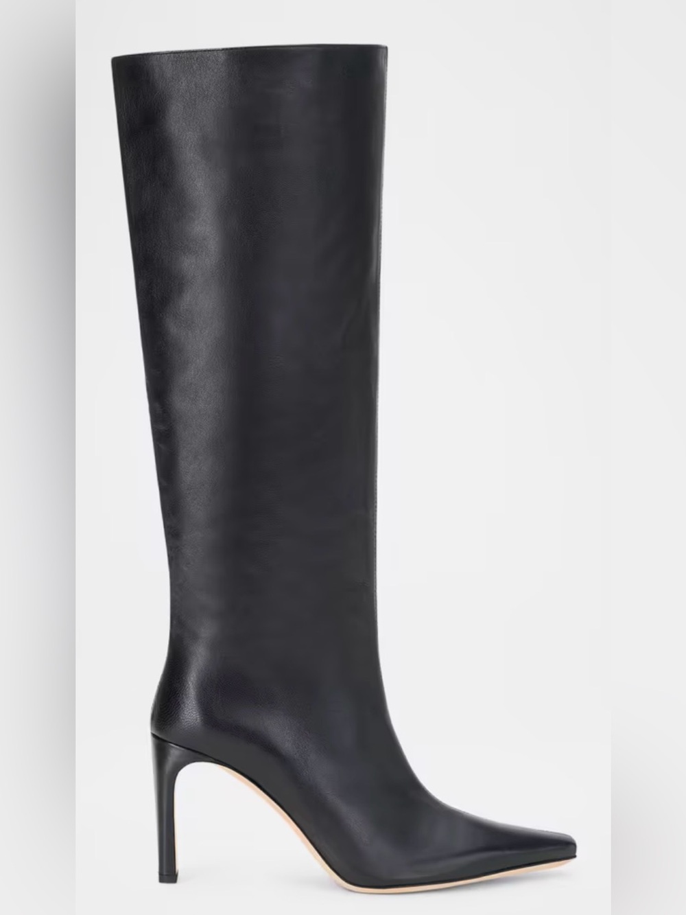 STAUD Wally Leather Knee-High Boots Black Heel Sz 38